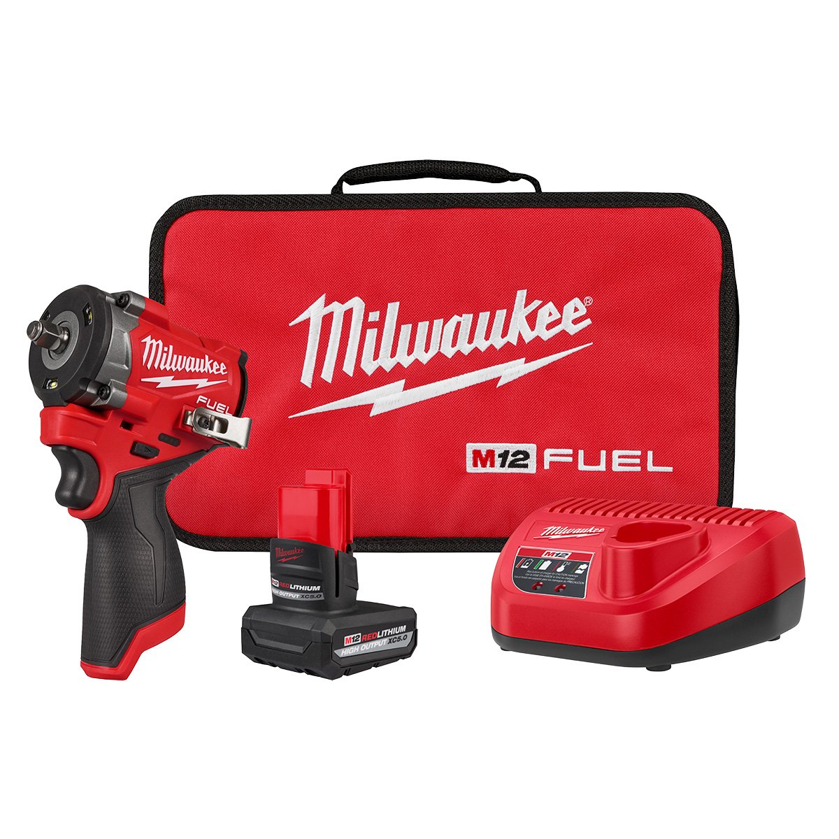 Milwaukee 2562-21 Milwaukee M12 FUEL Gen II 3/8" Stubby Impact Wrench HO Kit - kit contents