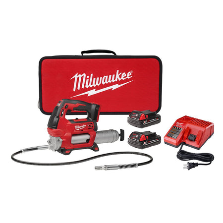 Milwaukee 2646-22CT M18™ 2-Speed Grease Gun 2CT Kit - kit contents