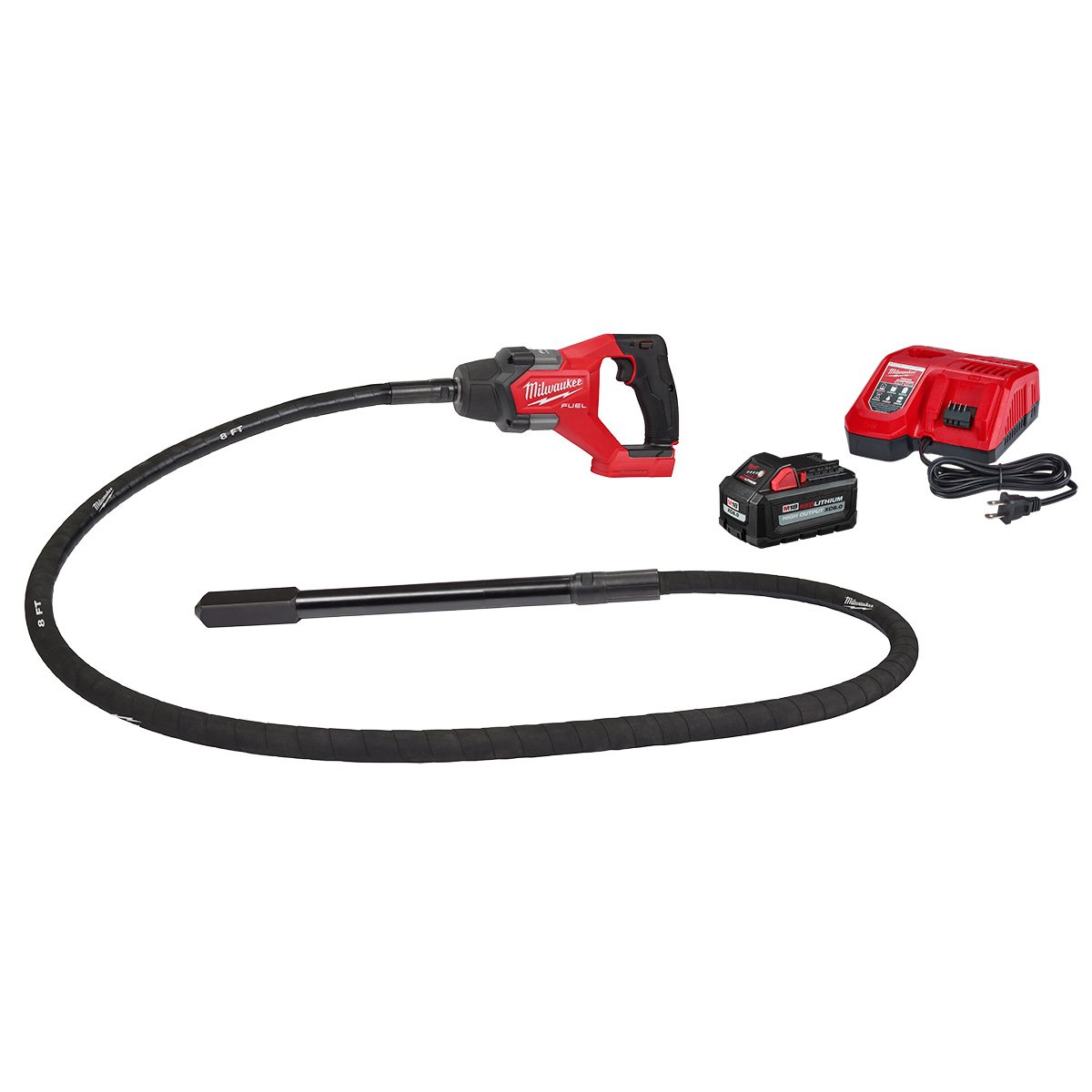 Milwaukee 2911-21 M18 FUEL™ 8' Concrete Pencil Vibrator Kit - kit contents