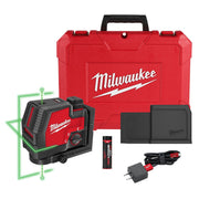 Milwaukee 3522-21 USB Rechargeable Green Cross Line & Plumb Points Laser - kit contents
