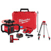 Kit de niveau laser rotatif extérieur rouge Milwaukee 3701-21T M18™ avec récepteur, trépied et tige de nivellement