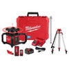 Milwaukee 3704-21T - M18™ Red Exterior Dual Slope Rotary Laser Level Kit w/ Receiver, Remote, Grade Rod & Tripod