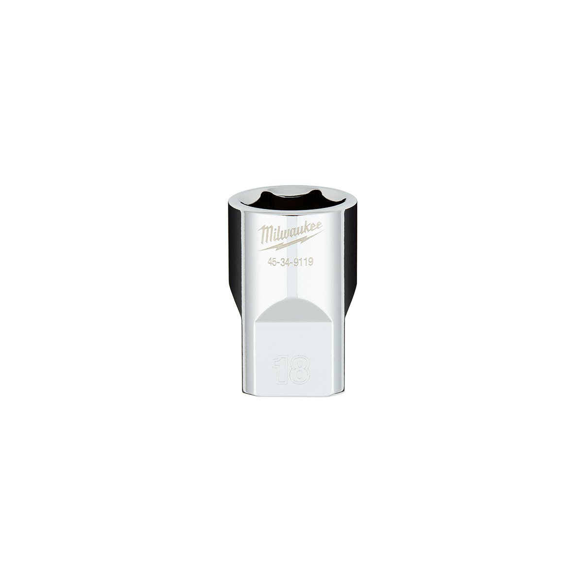 Milwaukee 45-34-9119 1/2 in. Drive 18MM Metric 6-Point Socket with FOUR FLAT™ Sides - product view