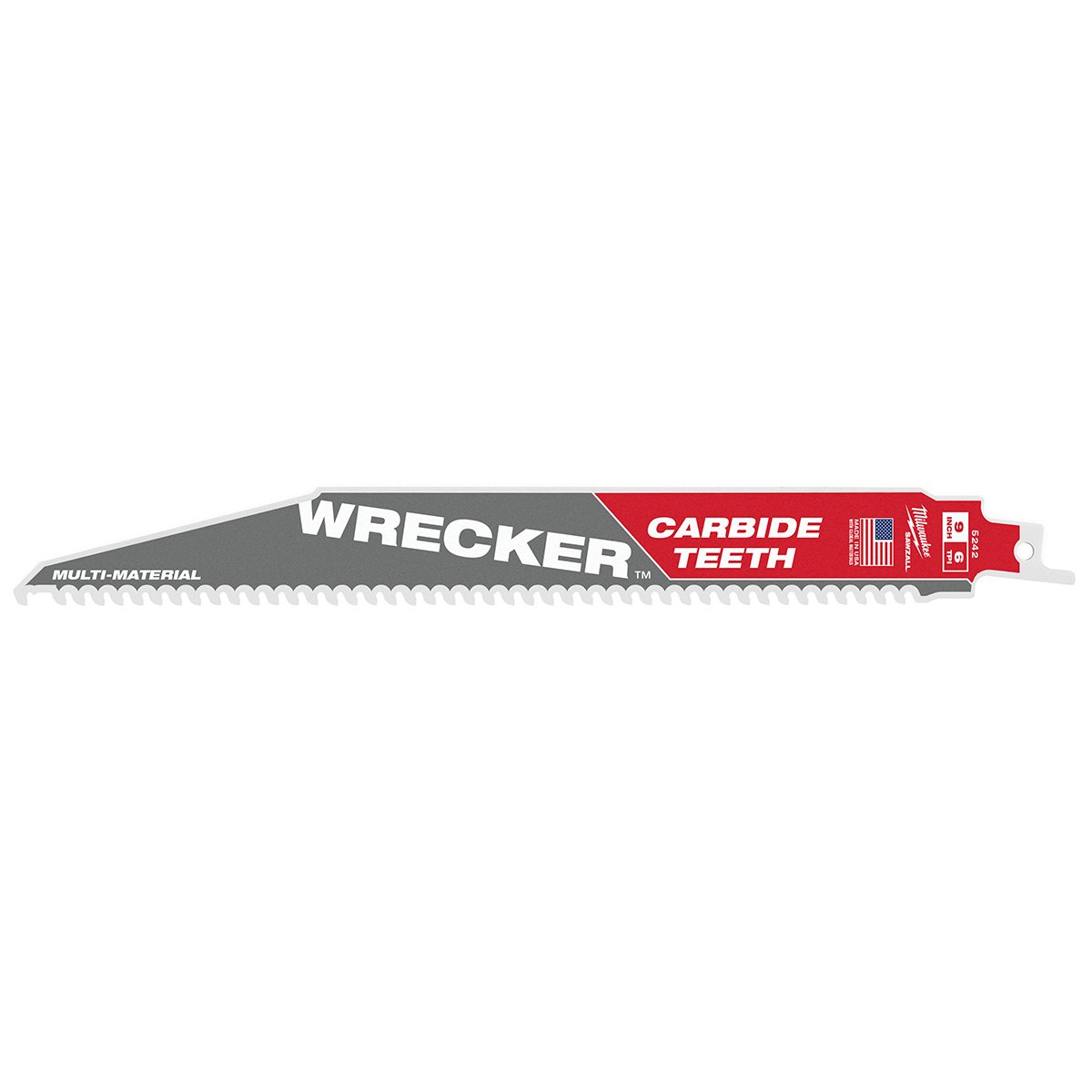 Milwaukee 48-00-5242 9" 6 TPI THE WRECKER™ with Carbide Teeth SAWZALL® Blade 1PK - product view