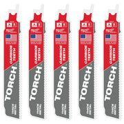 Milwaukee 48-00-5501 6" 8TPI THE TORCH™ Carbide Teeth Metal Cutting SAWZALL® Blade 5PK - product view