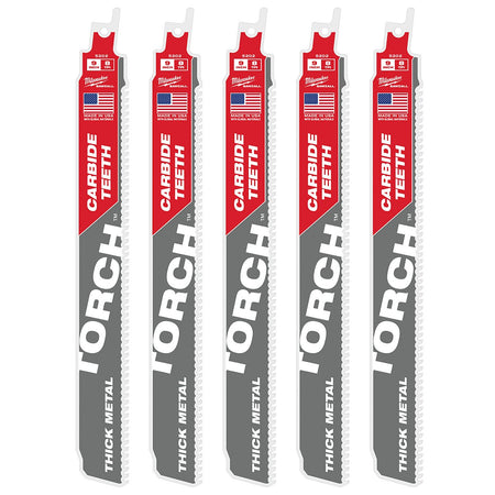 Milwaukee 48-00-5502 9" 8TPI THE TORCH™ Carbide Teeth Metal Cutting SAWZALL® Blade 5PK - product view