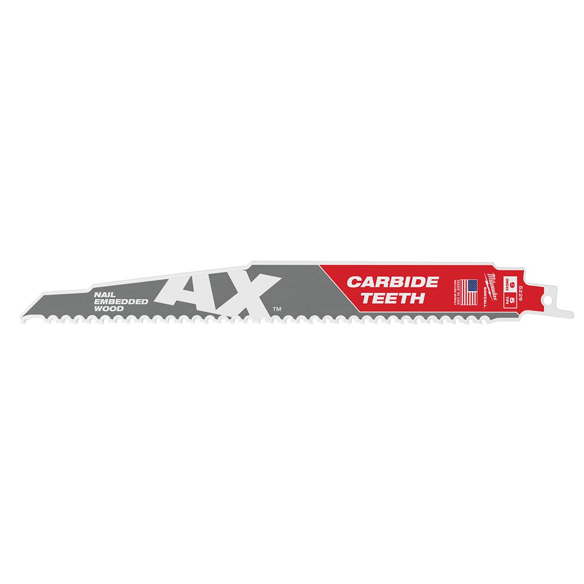 Milwaukee 48-00-8526 9" 5 TPI The AX™ with Carbide Teeth SAWZALL® Blade 25PK - product view