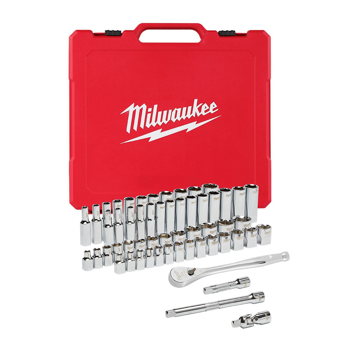 Milwaukee 48-22-9008 3/8 in. Drive 56 pc. Ratchet & Socket Set - SAE & Metric - product view