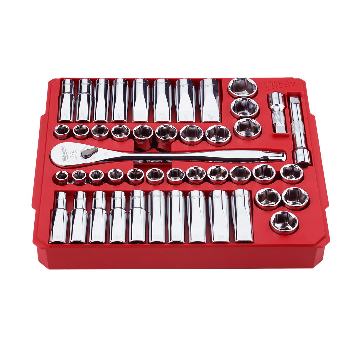 Milwaukee 48-22-9010 47pc 1/2" Drive Metric & SAE Ratchet and Socket Set - product view