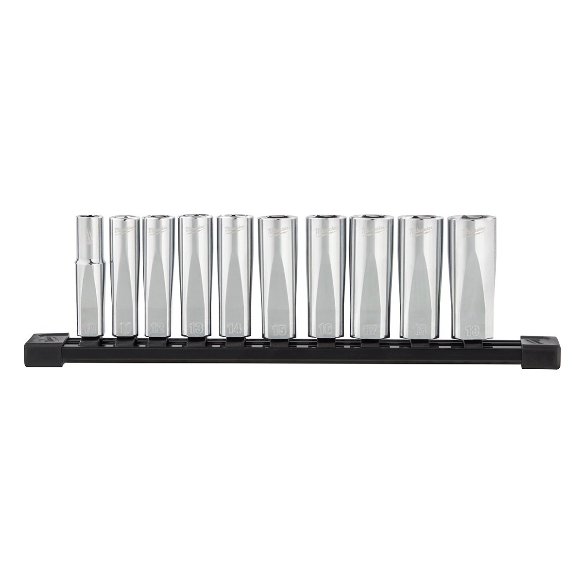 Milwaukee 48-22-9505 10pc 3/8 in. Metric Deep Well Sockets with FOUR FLAT™ Sides - product view
