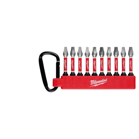 Milwaukee 48-32-4091 #2 SQUARE 10PC CARABINER SHOCKWAVE BIT SET - product view
