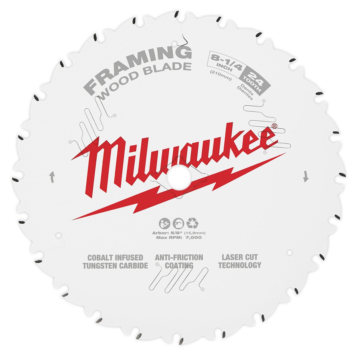 Milwaukee 48-40-0820 8-1/4 in. 24T Framing Circular Saw Blade - product view