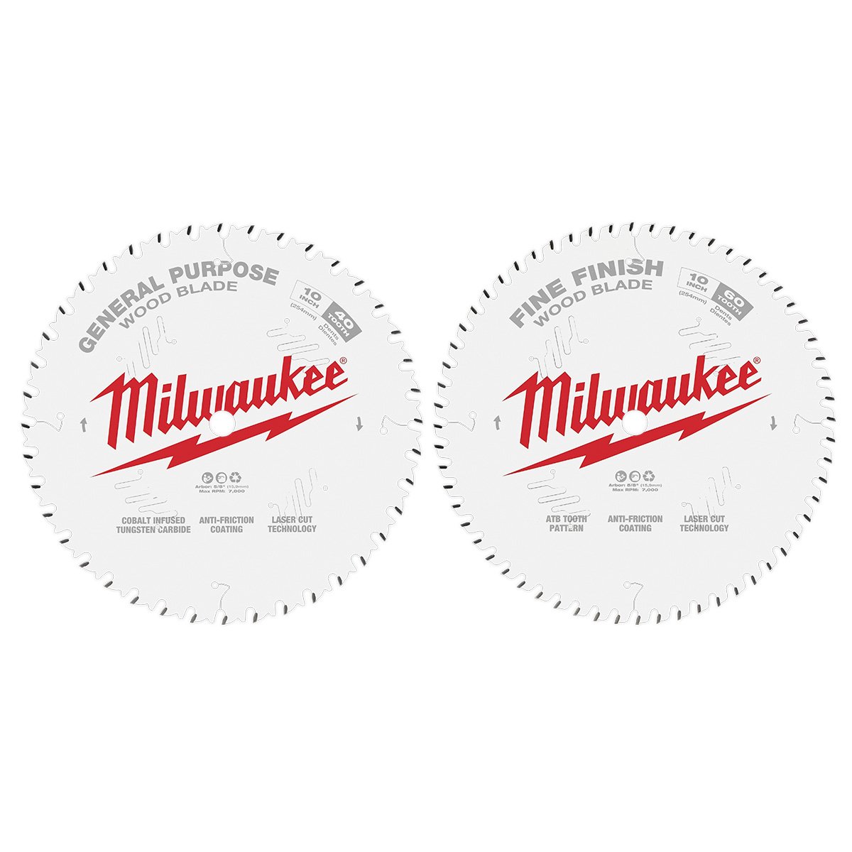 Milwaukee 48-40-1036 10 in. 40T + 60T Two Pack Circular Saw Blades - product view