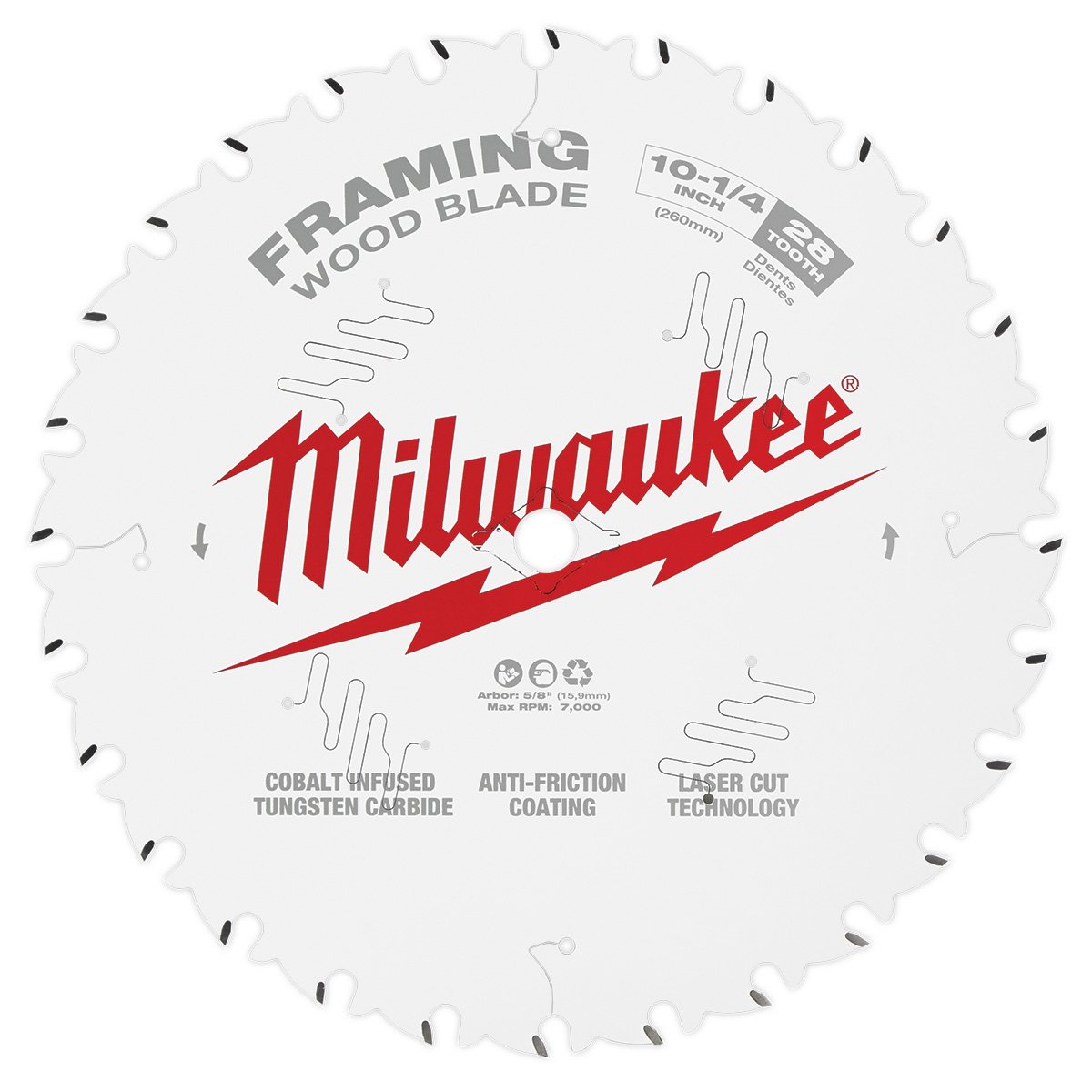Milwaukee 48-40-1038 10-1/4 in. 28T Framing Circular Saw Blade - product view