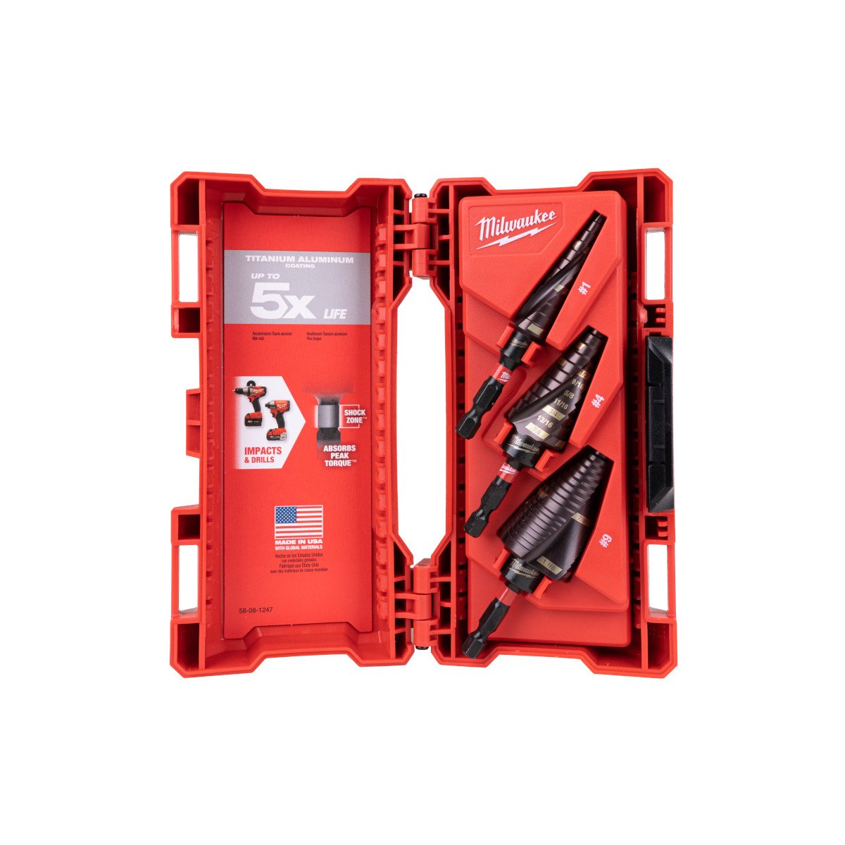 Milwaukee 48-89-9257 SHOCKWAVE™ Impact Duty™ Step Bit Electrician Set (#1, #4, #9) - product view