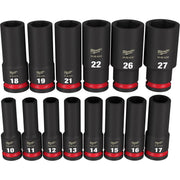 Milwaukee 49-66-7014 14PC SHOCKWAVE Impact Duty™ 1/2" Drive Metric Deep 6 Point Socket Set - product view