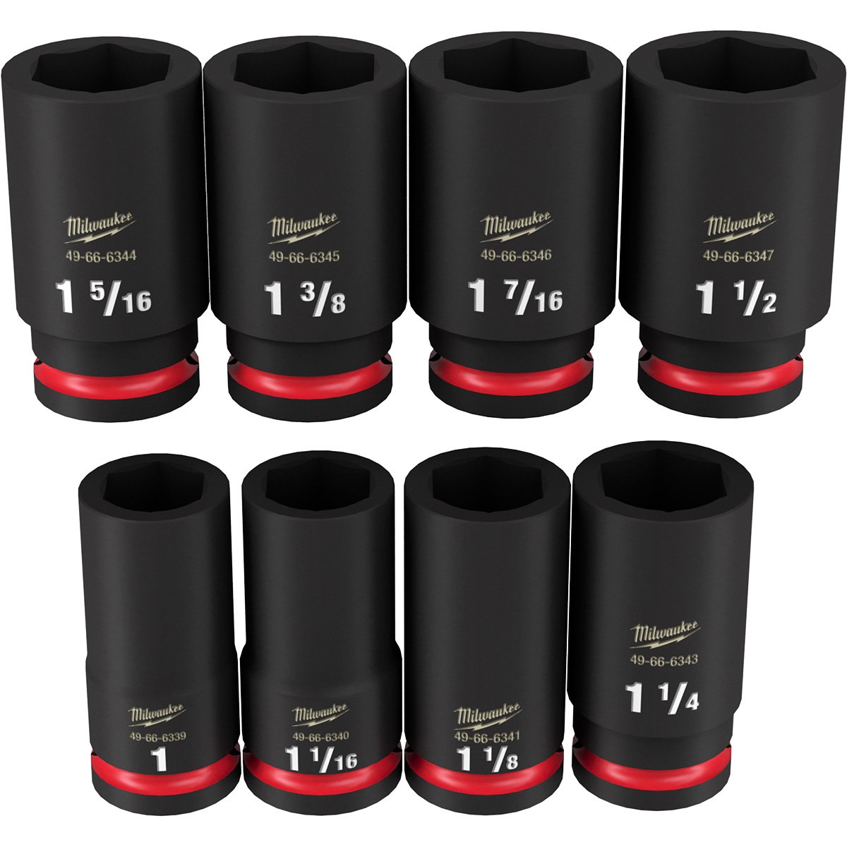 Milwaukee 49-66-7018 8PC SHOCKWAVE Impact Duty™ 3/4" Drive SAE Deep 6 Point Socket Set - product view
