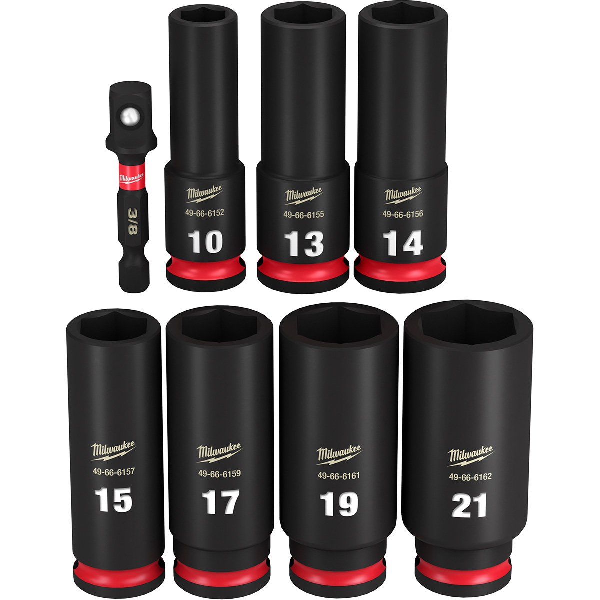 Milwaukee 49-66-7021 8PC SHOCKWAVE Impact Duty™ 3/8" Drive Metric Deep 6 Point Socket Set - product view