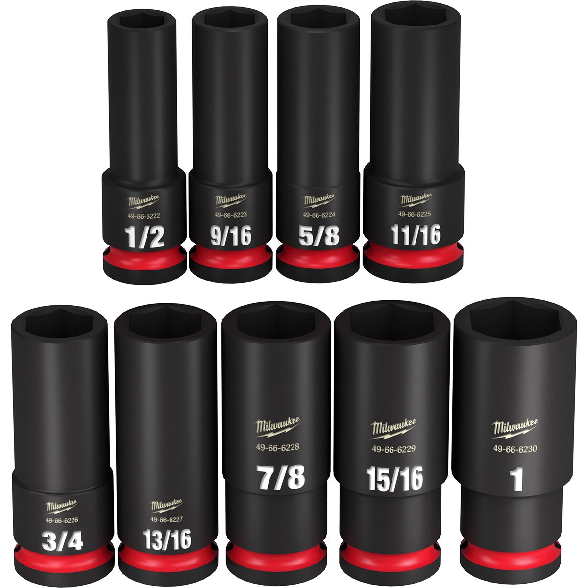 Milwaukee 49-66-7022 9PC SHOCKWAVE Impact Duty™ 1/2" Drive SAE Deep 6 Point Socket Set - product view