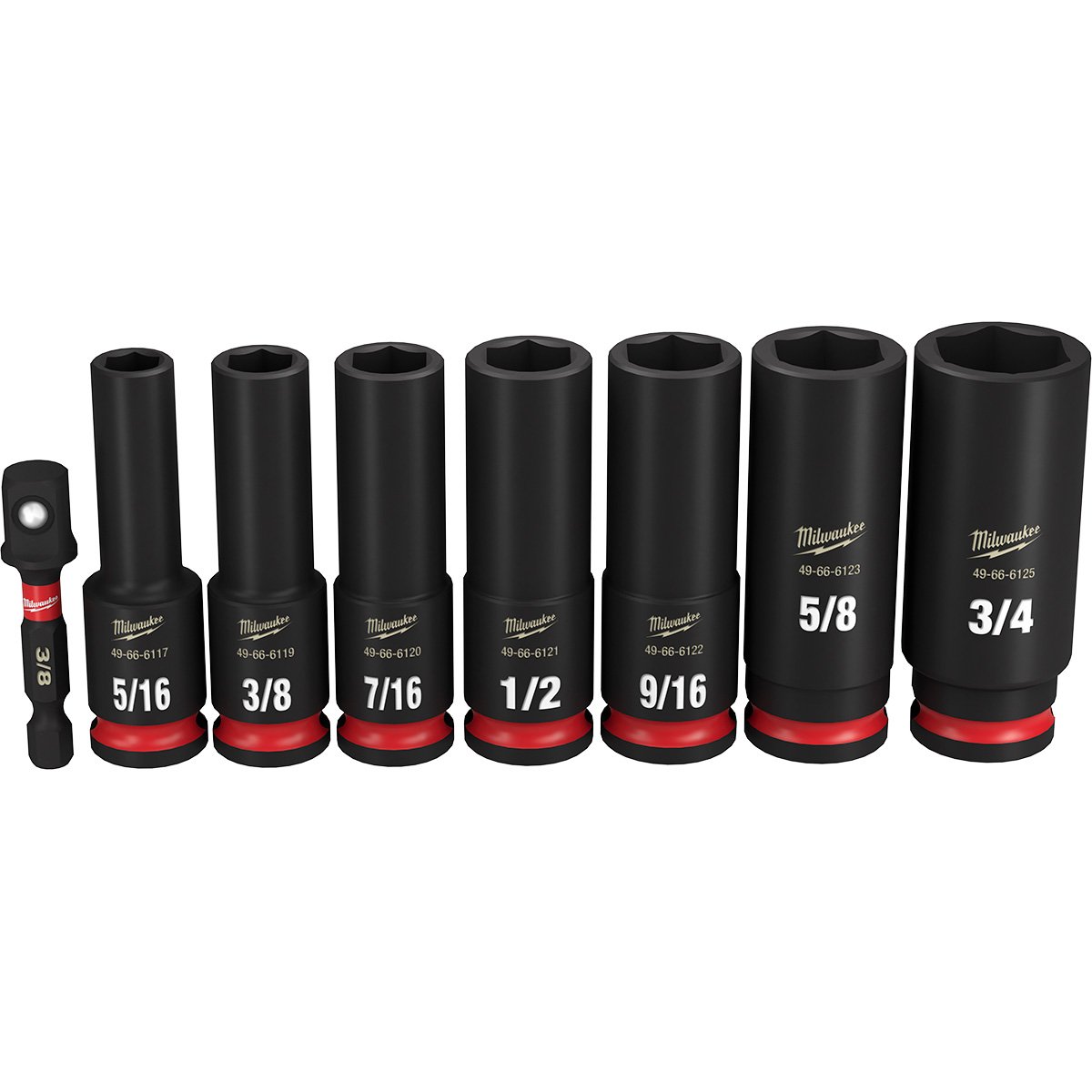 Milwaukee 49-66-7024 8PC SHOCKWAVE Impact Duty™ 3/8" Drive SAE Deep 6 Point Socket Set - product view