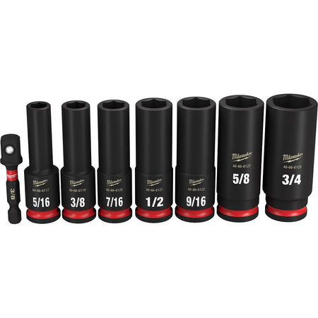 Milwaukee 49-66-7024 8PC SHOCKWAVE Impact Duty™ 3/8" Drive SAE Deep 6 Point Socket Set - product view