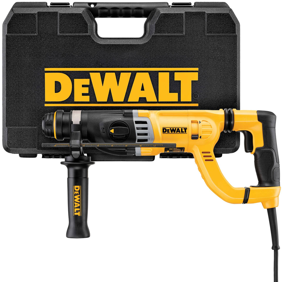 DEWALT D25263K Rotary Hammer Drill Kit with Shocks, D-Handle, SDS, 1-1/8-Inch - kit contents