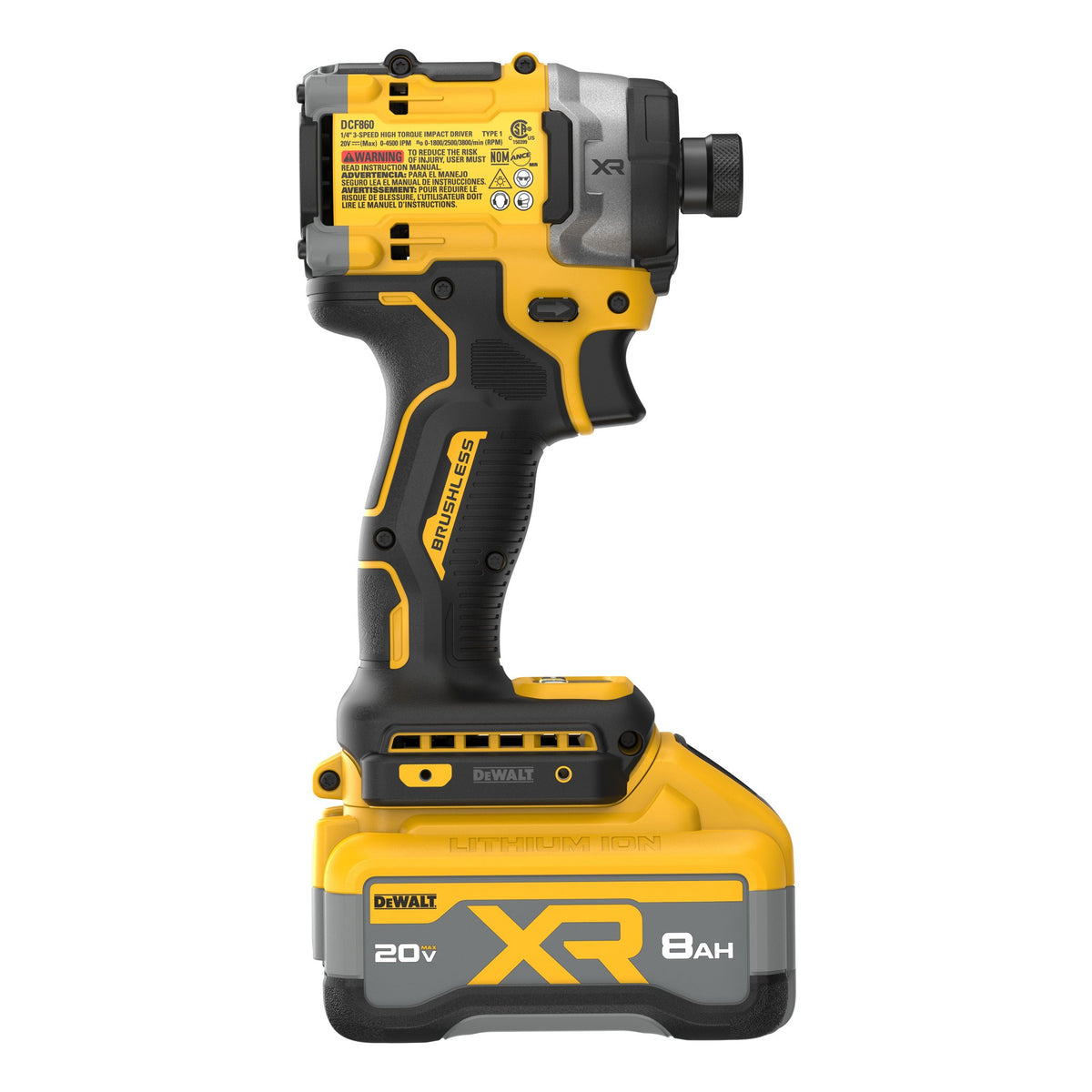 DEWALT DCF860WW1 20V MAX* XR® BRUSHLESS CORDLESS 3-SPEED HIGH TORQUE 1/4 IN. IMPACT DRIVER KIT WITH XR POWE - product view