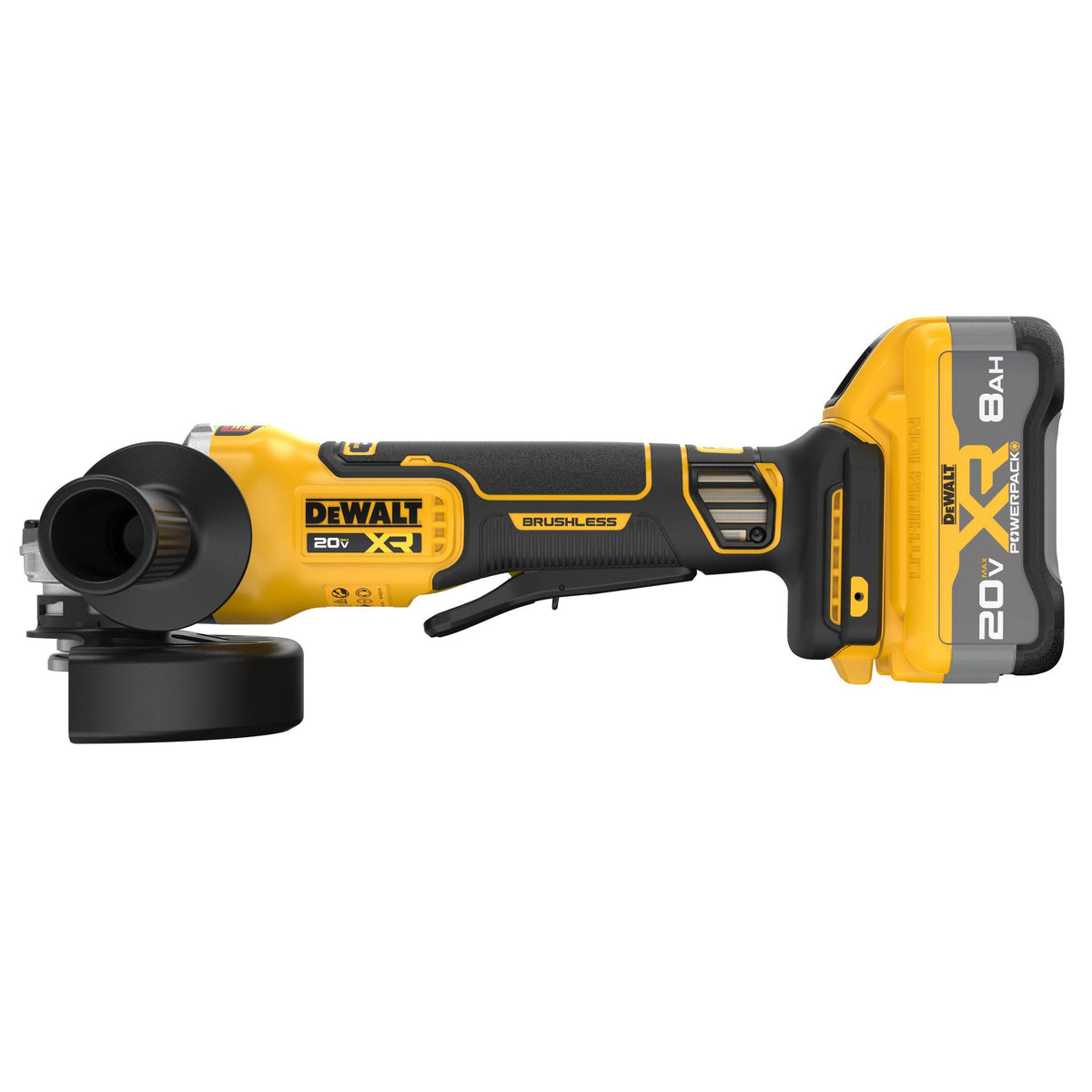DEWALT DCG410WW1 20V MAX* XR® BRUSHLESS CORDLESS 4-1/2 IN. - 5 IN. ANGLE GRINDER KIT WITH XR POWERPACK™ - product view