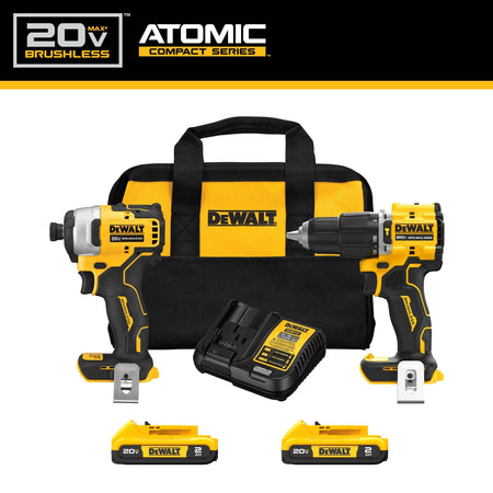 DEWALT DCK226D2 20V MAX ATOMIC Lithium-Ion Compact 1/2-inch Hammer Drill and Impact Driver Combo Kit (2-To - feature callout