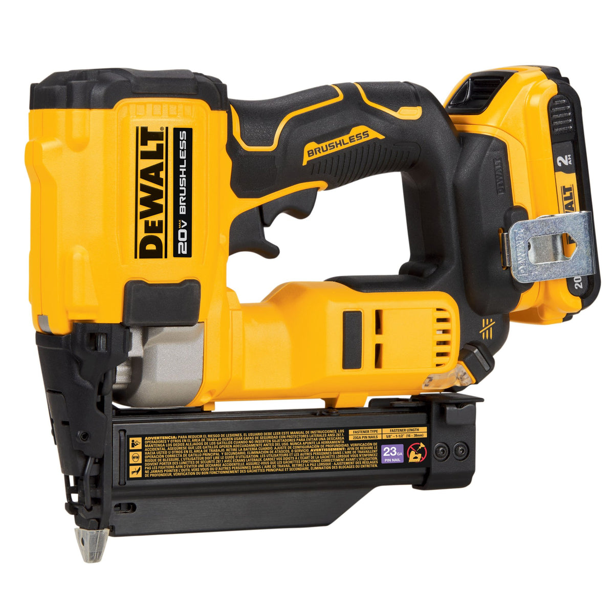 DEWALT DCN623D1 20V MAX XR, 23 GAUGE PIN NAILER - (2.0AH) W/ 1 BATTERY AND BAG - product view