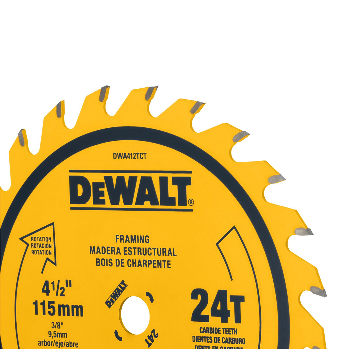 DEWALT DWA412TCT 4-1/2In 24T Tct Saw Blade - product view