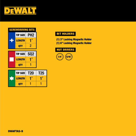 DEWALT DWAFTAS-9 9Pc Access Set - feature callout