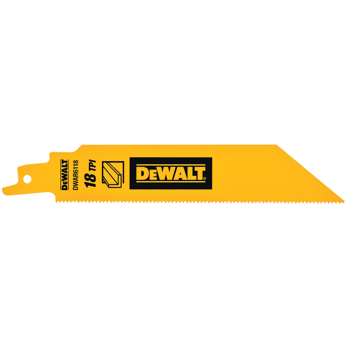 DEWALT DWAR6118 6 In Bi-Metal Reciprocating Saw Blade 18 TPI (5 Pack) - product view