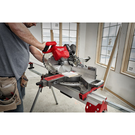 Milwaukee 2739-20 M18 FUEL™ 12 in. Dual Bevel Sliding Compound Miter Saw - in use