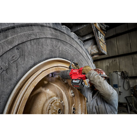 Milwaukee 2869-20 M18 FUEL™ 1 in. D-Handle Ext Anvil High Torque Impact Wrench w/ ONE-KEY™ - in use