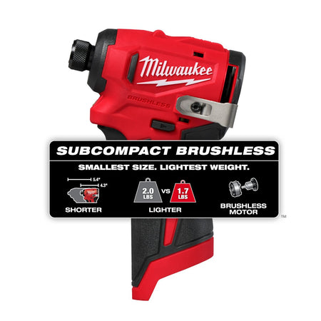 Milwaukee 3450-20 M12™ Subcompact Brushless 1/4" Hex Impact Driver - feature callout