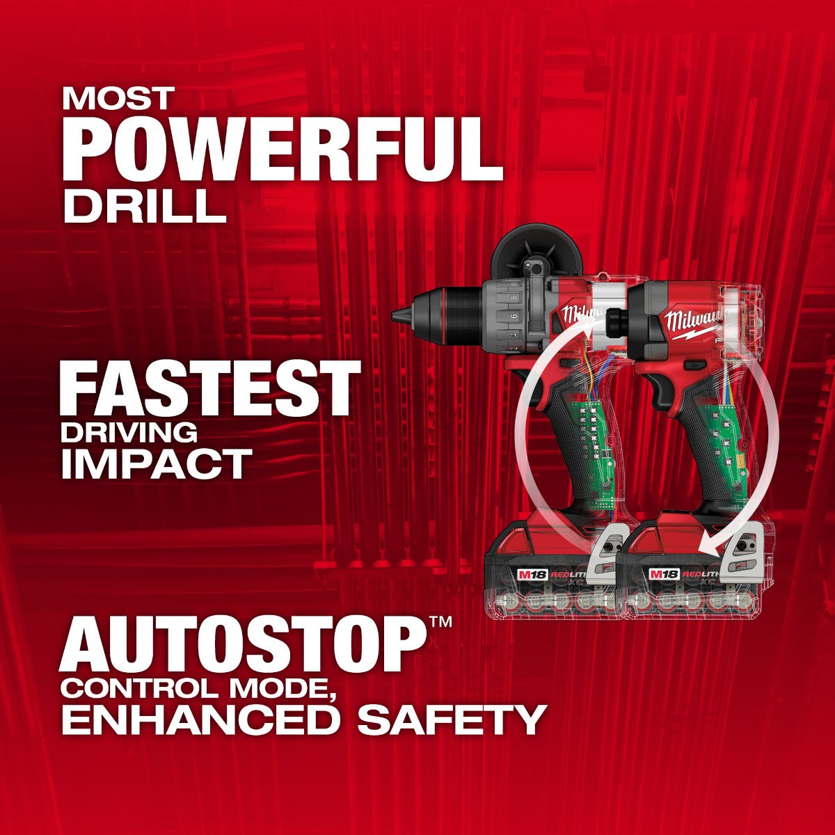 Milwaukee 3697-22 M18 FUEL™ 2-Tool Combo Kit - feature callout