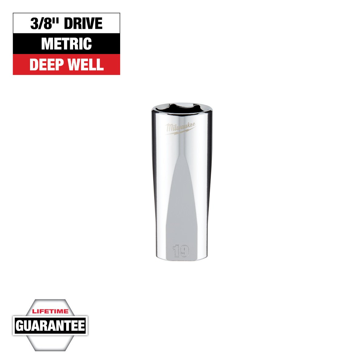 Milwaukee 45-34-0119 3/8 in. Drive 19mm Metric 6-Point Deep Socket - feature callout