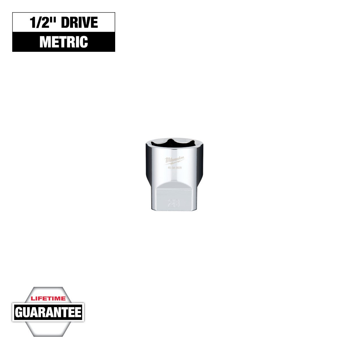 Milwaukee 45-34-2028 1/2" Drive 28mm Socket - feature callout