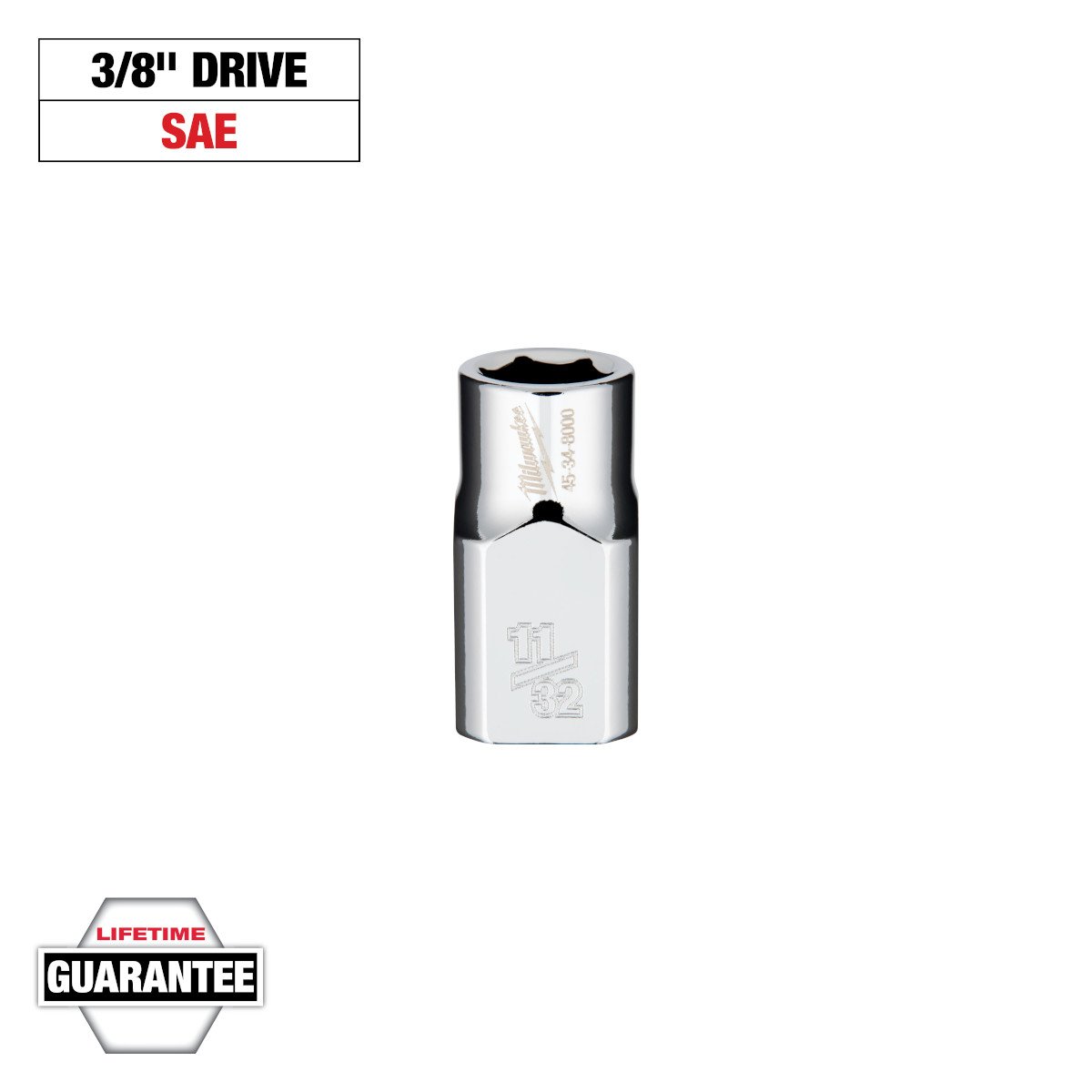 Milwaukee 45-34-8000 3/8" Drive 11/32" Socket - feature callout