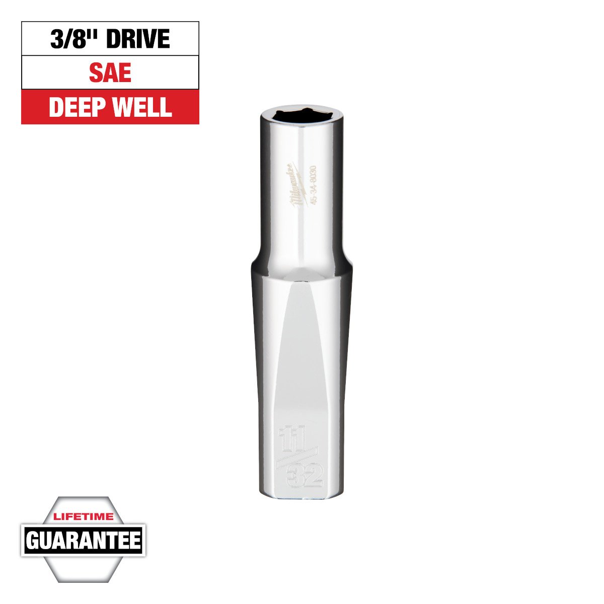 Milwaukee 45-34-8030 3/8" Drive 11/32" Deep Socket - feature callout
