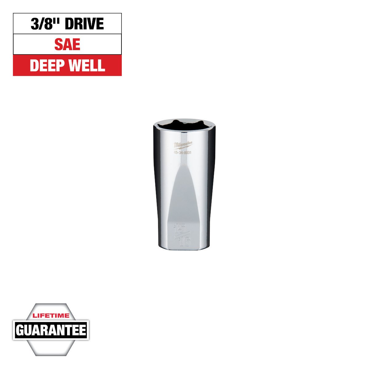Milwaukee 45-34-8031 3/8" Drive 15/16" Deep Socket - feature callout