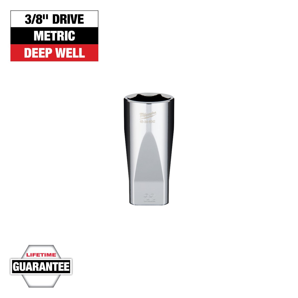 Milwaukee 45-34-8042 3/8" Drive 22mm Deep Socket - feature callout