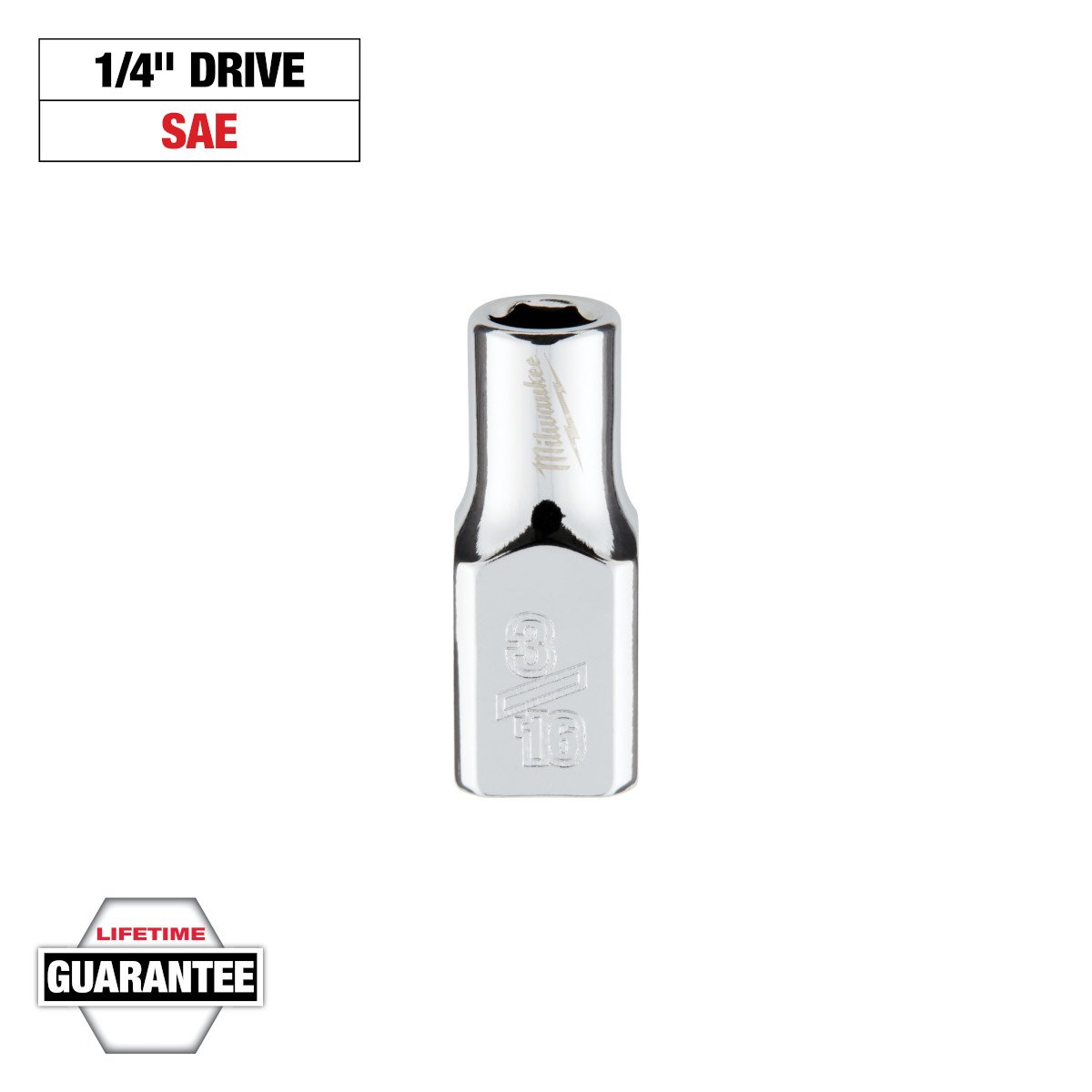 Milwaukee 45-34-9001 1/4 in. Drive 3/16 in. SAE 6-Point Socket - feature callout
