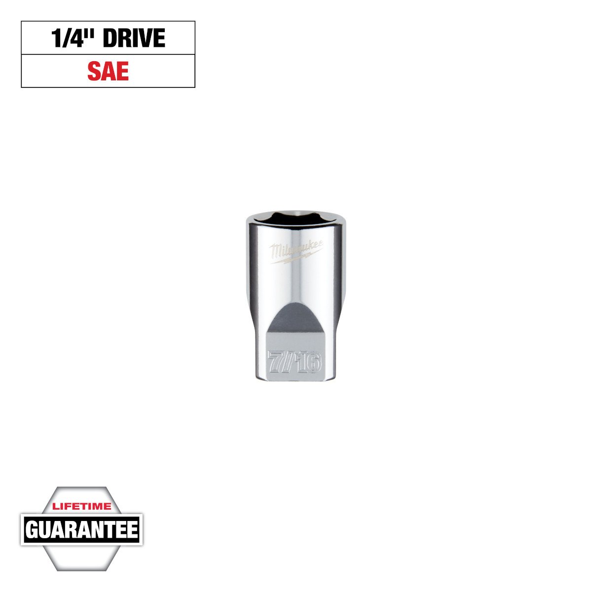 Milwaukee 45-34-9008 1/4 in. Drive 7/16 in. SAE 6-Point Socket - feature callout