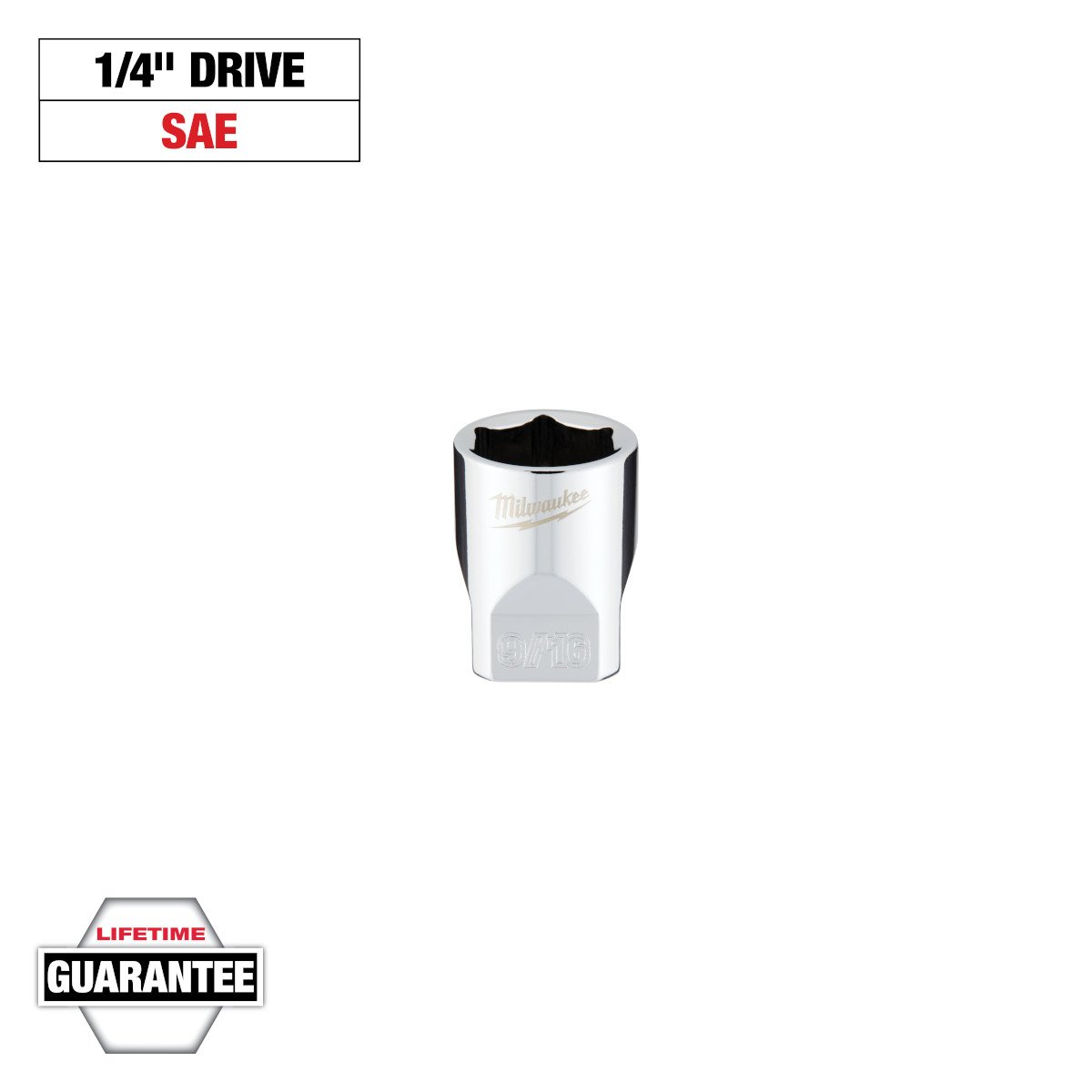 Milwaukee 45-34-9010 1/4 in. Drive 9/16 in. SAE 6-Point Socket - feature callout