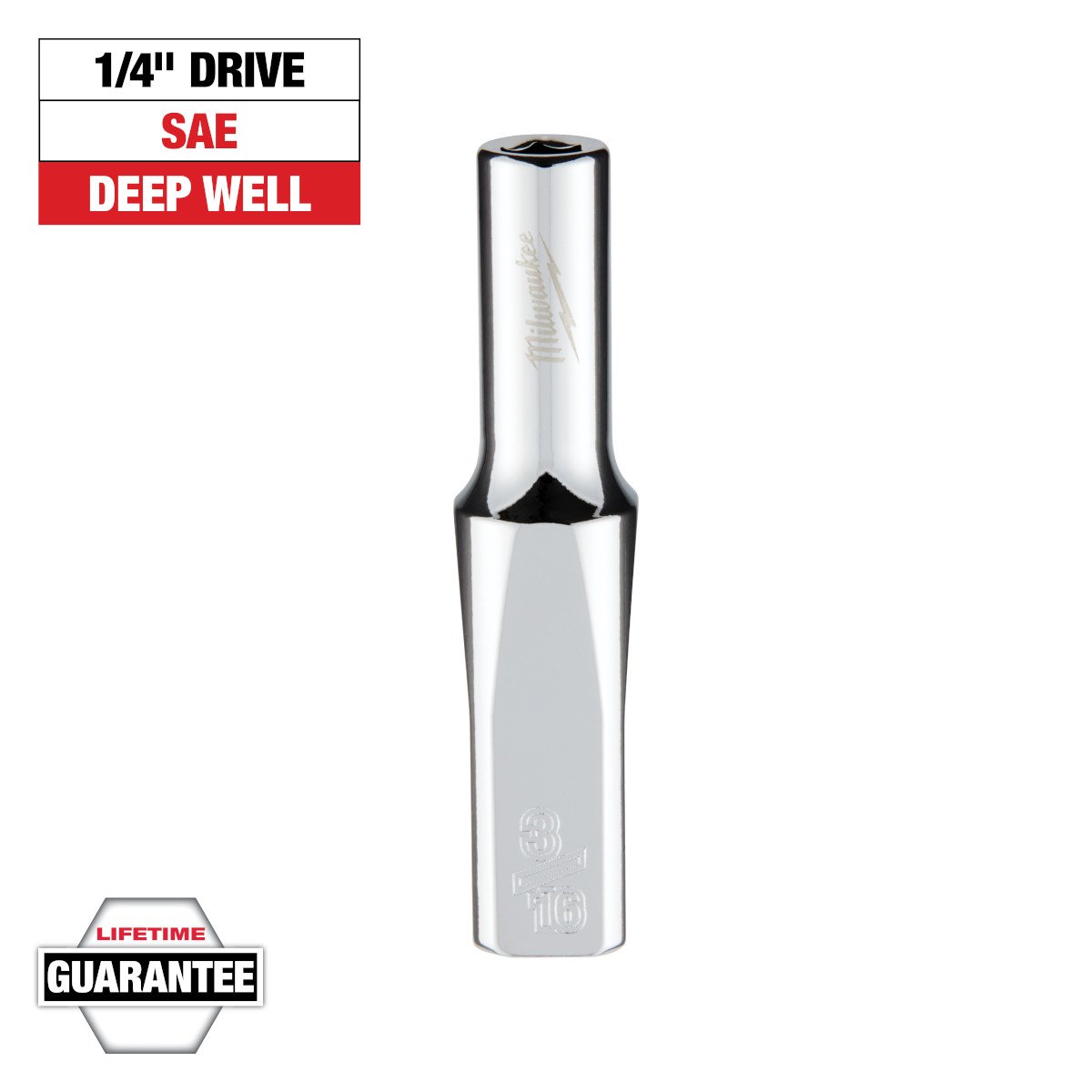 Milwaukee 45-34-9012 1/4 in. Drive 3/16 in. SAE 6-Point Deep Socket - feature callout