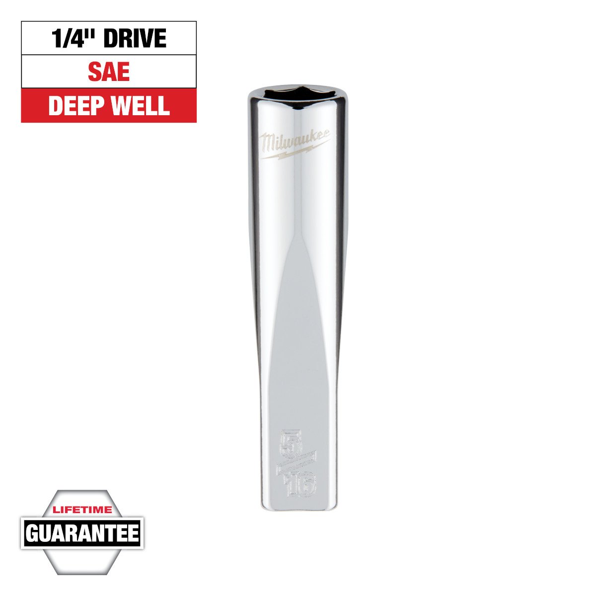 Milwaukee 45-34-9016 1/4 in. Drive 5/16 in. SAE 6-Point Deep Socket - feature callout