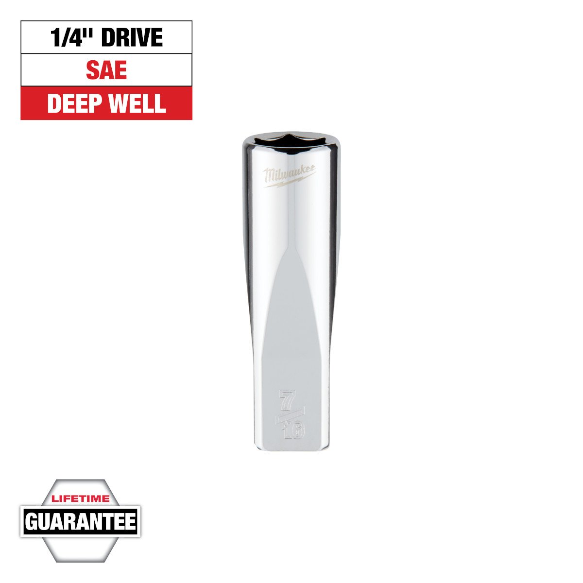 Milwaukee 45-34-9019 1/4 in. Drive 7/16 in. SAE 6-Point Deep Socket - feature callout