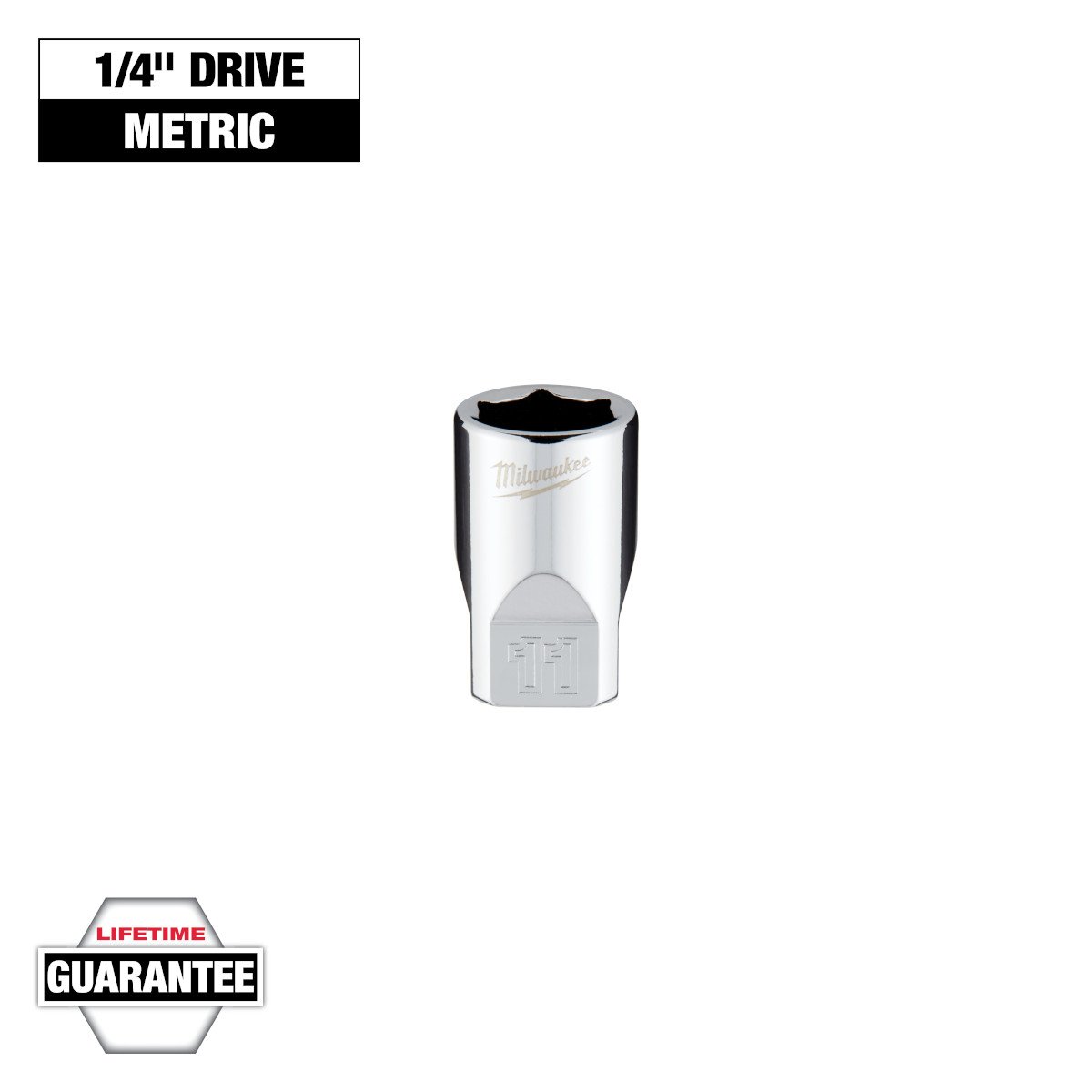 Milwaukee 45-34-9037 1/4 in. Drive 11mm Metric 6-Point Socket - feature callout